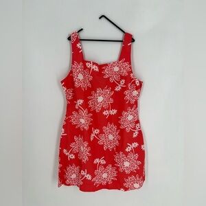 Ciao Lucia Aukai Floral Square Neck Cotton Mini Dress In Red Multi